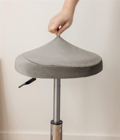 Stool-Covers-Round-Chair-Bar - -Silver-Fox-Velvet Cushion Kitchen-Chair Round-Ottoman-Cover (Cream White) in Saudi Arabia