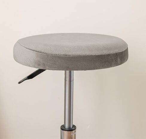 Stool-Covers-Round-Chair-Bar - -Silver-Fox-Velvet Cushion Kitchen-Chair Round-Ottoman-Cover (Cream White) in Saudi Arabia