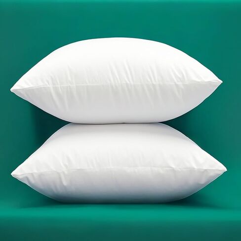 Extra Thick and Full Set of 2 Ultra Plump Cotton Fabric Throw Pillow Inserts, Filler for Decorative Cushion Cover, 18 X 18 Inches, There are Multiple Sizes to Choose from in Saudi Arabia
