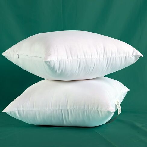 Extra Thick and Full Set of 2 Ultra Plump Cotton Fabric Throw Pillow Inserts, Filler for Decorative Cushion Cover, 18 X 18 Inches, There are Multiple Sizes to Choose from in Saudi Arabia