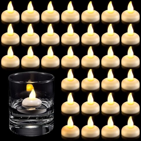 Honoson 24 Pack Flameless LED Floating Candles 1. 6'' Waterproof LED Floating Tealights Battery Water Activated Tealights for Weddings Pool Centerpiece Party Decor(Blue) in Saudi Arabia