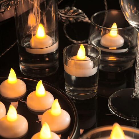 Honoson 24 Pack Flameless LED Floating Candles 1. 6'' Waterproof LED Floating Tealights Battery Water Activated Tealights for Weddings Pool Centerpiece Party Decor(Blue) in Saudi Arabia
