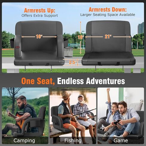 مقاعد ملعب مزدوج على الوجهين من ستيك للمبيضين مع دعم الظهر ، ومقعد المبيض المحمولة المحمولة مع مسند الظهر ، 3 مستويات حرارة ، 5 جيوب - مثالية للملعب والأحداث في الهواء الطلق - الأسود in Kuwait