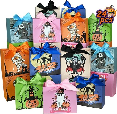 Nimbbex 24Pack Small Christmas Gift Bags,6 Designs Mini Xmas Gift Bags,5.1 * 4.5 * 2.2 Inch Christmas Goodie Bags with Ribbon,Christmas Bags for Gifts,Candy,Treat,Holiday,Eve in Saudi Arabia