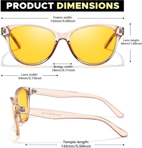 LVIOE Night Vision Glasses for Driving Women Men Yellow Glasses for Night Driving Anti Glare Polarized N8091 in Saudi Arabia