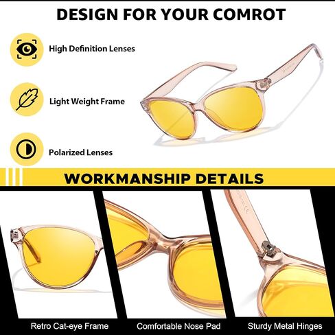 LVIOE Night Vision Glasses for Driving Women Men Yellow Glasses for Night Driving Anti Glare Polarized N8091 in Saudi Arabia