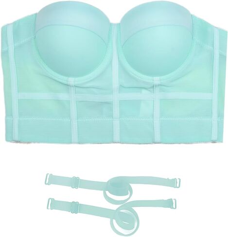 ELLACCI Women's Mesh Bustier Crop Top Push Up Corset Tops Bra Green in Saudi Arabia
