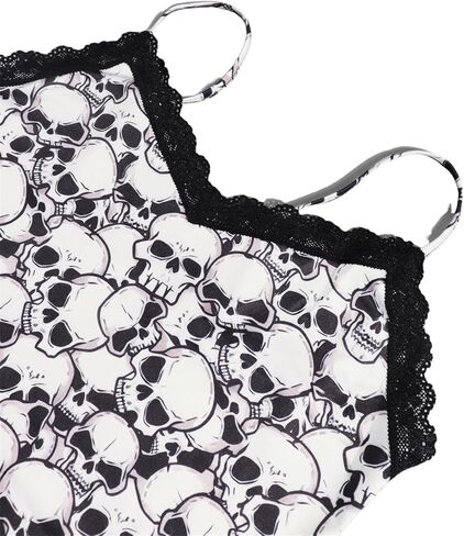 Morvia المرأة التباين الدانتيل الزخارف سكوب الرقبة هالوين الجماجم كل انحاء طباعة كامي القمم الصيف عادية بلا أكمام ملابس علوية in Kuwait