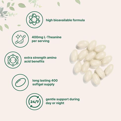 Micro Ingredients L-Theanine 400mg, 400 Softgels | Highly Bioavailable with Coconut Oil | Extra Strength Theanine Amino Acid | Calm & Relaxation Support + Focus Supplement | Non-GMO, Gluten Free in Saudi Arabia