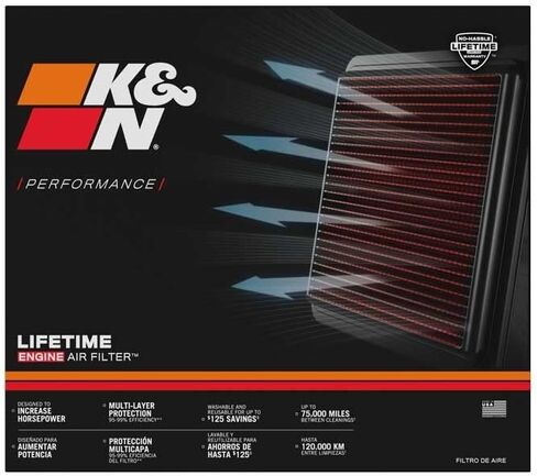 K&N High-Flow Original Lifetime Engine Air Filter: Increase Power: Premium, Washable: Compatible with 2015-2020 Genesis/Hyundai: G80, Genesis, 33-5019 in Saudi Arabia
