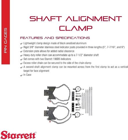 Clamp Starrett Shaft Malignment Clamp مع Case - مؤشر 196B5 ، PT18724 Snug ، لوحة تمديد ، منشورات (5 "، 7-7/16" ، 9 ") - S668CZ in Kuwait