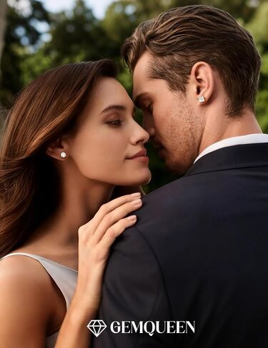 Moissanite Earrings Studs : 18K Gold Plated S925 Sterling Silver Stud Earring for Women Men Moissanite Jewelry Hypoallergenic Brilliant Round Princess Cut D Color VVS1 1CT-4CT in Kuwait