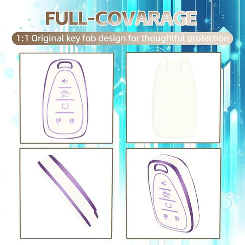 Key Fob Cover with Keychain Compatible with Chevy, Key Fob Case Fits for Chevy Malibu Camaro Equinox Cruze Tahoe Traverse Blazer Volt Bolt Car Accessories Smart Key Protector, Purple Black in Saudi Arabia