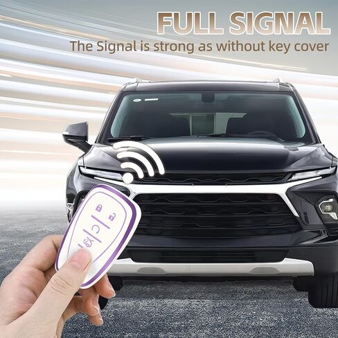 Key Fob Cover with Keychain Compatible with Chevy, Key Fob Case Fits for Chevy Malibu Camaro Equinox Cruze Tahoe Traverse Blazer Volt Bolt Car Accessories Smart Key Protector, Purple Black in Saudi Arabia