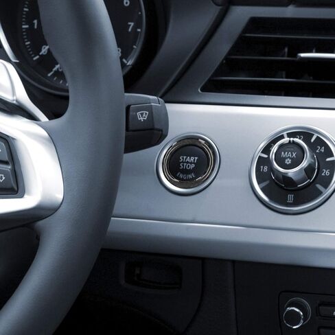 حلقة زر إيقاف التشغيل kwmobile متوافقة مع BMW BMW 3 Series E90/E91/E92/E93 - غطاء تقليم السيارة من ألياف الكربون - أسود in Saudi Arabia