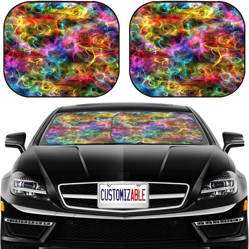 MSD Car Sun Shade Windshield Sunshade Universal Fit 2 Pack, Block Sun Glare, UV and Heat, Protect Car Interior, Image ID: 19642455 Colorful Abstract Fumes Flames Background Illustration in Saudi Arabia