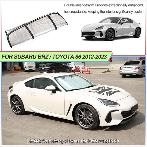 Windshield Sunshade for Subaru BRZ/Toyota 86 2012-2025 Front Window Sun Shade Foldable Reflective Sun Visor Custom Sunscreen UV Blocker Privacy Protector HeatShield Keep Your Car Cooler (Silver) in Saudi Arabia