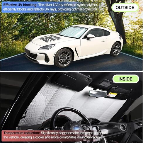 Windshield Sunshade for Subaru BRZ/Toyota 86 2012-2025 Front Window Sun Shade Foldable Reflective Sun Visor Custom Sunscreen UV Blocker Privacy Protector HeatShield Keep Your Car Cooler (Silver) in Saudi Arabia