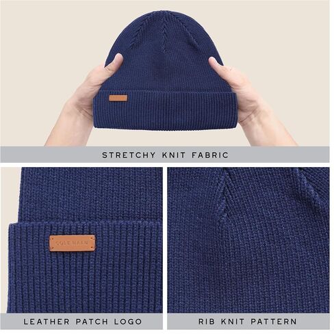 Cole Haan Heritage Rib Cuff Wool Beanie Hat, One Size in Saudi Arabia