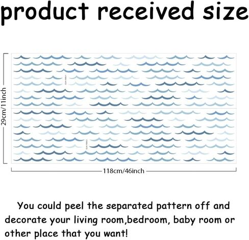 SUPERDANT Blue Ocean Waves Wall Stickers 100pcs Minimalist Sea Waves Wall Decor Curved Lines Sticker Vinyl DIY Decor Art for Kids Bedroom Baby Nursery Livingroom Home TV Background Decals 46x11in in Saudi Arabia