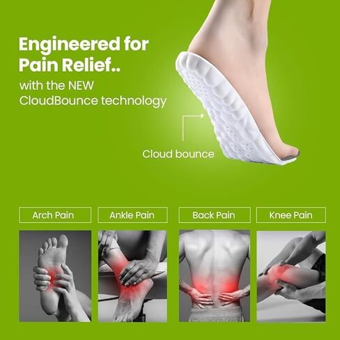 3 أزواج من نعال 4D Cloud ComfortMax المصنوعة من الإسفنج الذكي لعلاج التهاب اللفافة الأخمصية والقدم المسطحة وألم الكعب - حشوات أحذية لدعم قوس القدم للرجال والنساء (أسود، الولايات المتحدة: M 6-7 | العرض 7.5-8.5) in Kuwait