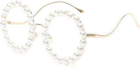 COTIA Round Pearl Sunglasses for Womens Fashion Oversized Handmade Eyewear Outdoor Elegant Retro Party Sun Glasses W37 in Saudi Arabia