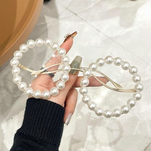 COTIA Round Pearl Sunglasses for Womens Fashion Oversized Handmade Eyewear Outdoor Elegant Retro Party Sun Glasses W37 in Saudi Arabia