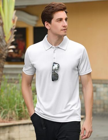 Men's Polo Shirts Short Sleeve Casual Moisture Wicking Dry Fit Solid Golf Shirts in Saudi Arabia