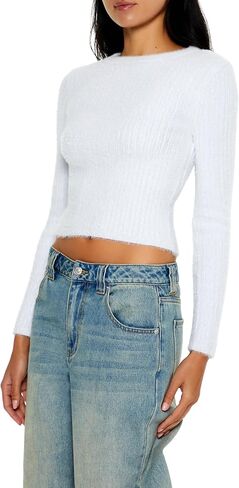 Forever 21 Womens Ribbed Fuzzy Knit Sweater in Saudi Arabia