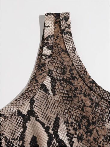 Women's One Shoulder Snakeskin Graphic Crop Top Animal Print Sleeveless Summer Tank Tops in Saudi Arabia
