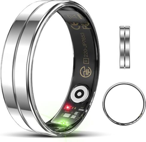 Fitness Rings for Men, Smart Ring Health Tracker with Heart Rate,Sleep Tracker, Step Tracker, No Subscription Fee, Waterproof Smart Ring for iPhone & Android(Black 12) in Kuwait