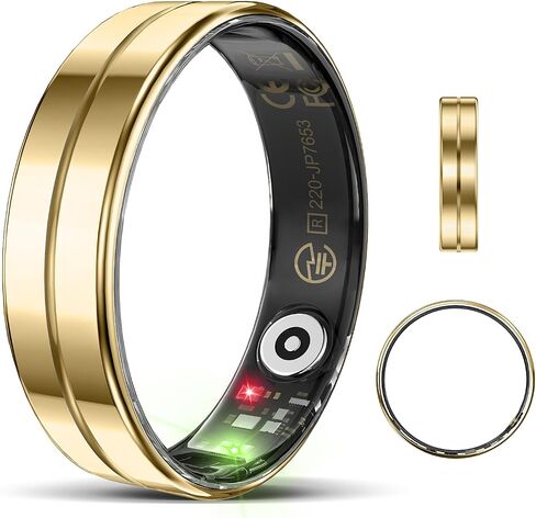 Fitness Rings for Men, Smart Ring Health Tracker with Heart Rate,Sleep Tracker, Step Tracker, No Subscription Fee, Waterproof Smart Ring for iPhone & Android(Black 12) in Kuwait