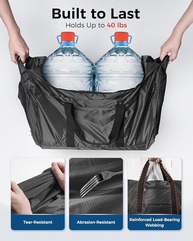 حزمة جميع حقيبة القراصنة القراصنة على الأثقال ، حقيبة رياضية رياضية مقاومة للماء ، حقيبة أسبوعية قابلة للطي 32 لترًا لللياقة والمشي لمسافات طويلة والتخييم (أسود) in Kuwait