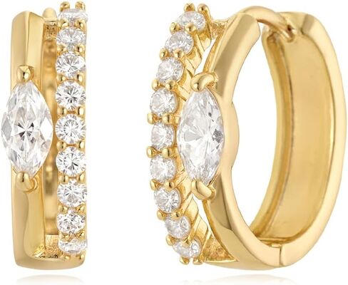 MYEARS Women Hoop Earrings Gold Huggie Cubic Zirconia 14K Small Simple Hypoallergenic Everyday Jewelry in Saudi Arabia