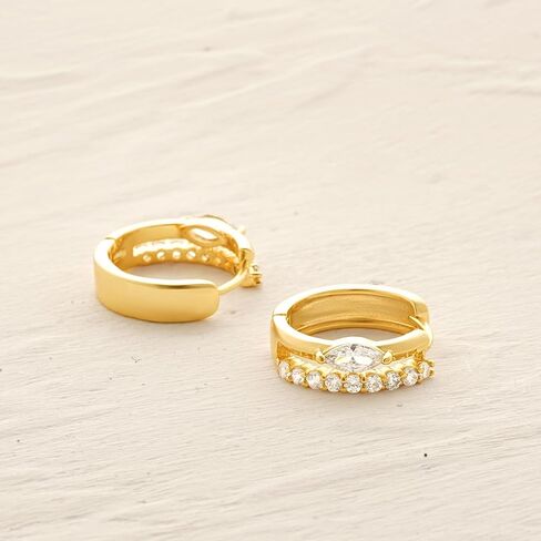 MYEARS Women Hoop Earrings Gold Huggie Cubic Zirconia 14K Small Simple Hypoallergenic Everyday Jewelry in Saudi Arabia