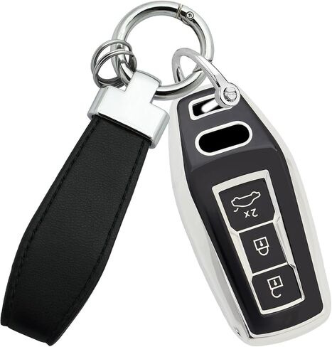 HIBEYO TPU Key Fob Cover Fit for Audi 2025 A5 A5L A6 A6L Q6L Q6 RS Q6 RS6 SQ6 S6 e-tron Accessories Key Shell Cover Smart Remote Auto Key Fit for 2025 Audi Protector-B Keychain Black in Saudi Arabia