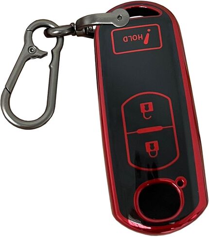 لأنظمة الدخول بدون مفتاح لمفتاح Mazda Key Fob Shell تناسب Mazda 3 6 CX-3 CX-5 CX-7 CX-9 3 أزرار غطاء المفتاح الذكي (أسود-أحمر) in Kuwait
