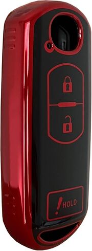 لأنظمة الدخول بدون مفتاح لمفتاح Mazda Key Fob Shell تناسب Mazda 3 6 CX-3 CX-5 CX-7 CX-9 3 أزرار غطاء المفتاح الذكي (أسود-أحمر) in Kuwait