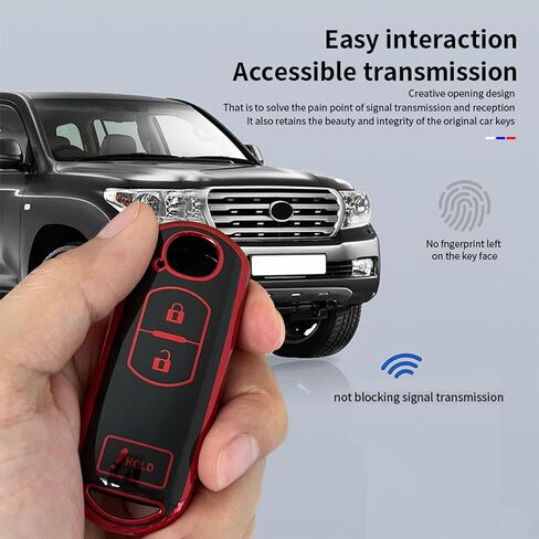 لأنظمة الدخول بدون مفتاح لمفتاح Mazda Key Fob Shell تناسب Mazda 3 6 CX-3 CX-5 CX-7 CX-9 3 أزرار غطاء المفتاح الذكي (أسود-أحمر) in Kuwait