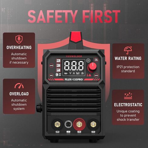 YESWELDER FLUX-135 MINI 135Amp MIG Welder,110V Flux Core Gasless Welder, Flux MIG/Lift TIG/Stick 3-in-1 Welding Machine in Kuwait