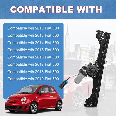 منظم نوافذ الطاقة الأمامي الأيسر ومجموعة المحرك المتوافقة مع Fiat 500 1.4L 2012 2013 2014 2015 2016 2017 2018 2019 يستبدل رقم الجزء 751-648: 68070267AC 68070267AD 68070267AE - جانب السائق in Saudi Arabia