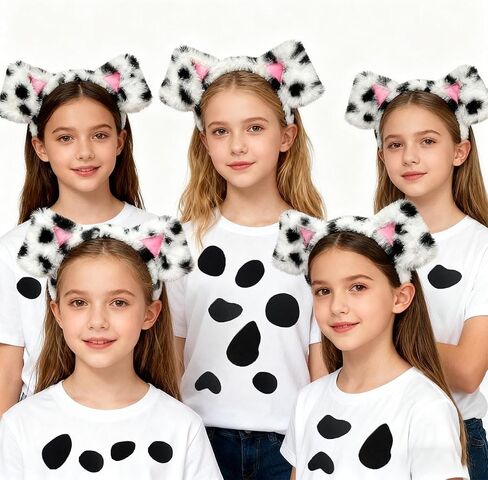 Dalmatian Ears Headband with Tail - Adjustable Puppy Dog Costume Headwear for Adult Women in Saudi Arabia