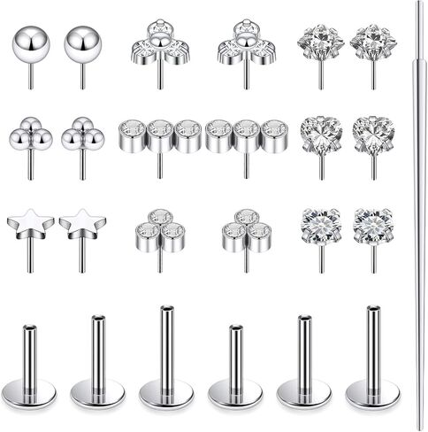 20G 18G 16G Threadless Flat Back Earrings Nose Studs 316L Surgical Steel Tragus Forward Helix Conch Cartilage Lobe Earrings Stud Medusa Labret Monroe Lip Ring Piercing Jewelry For Women Men in Saudi Arabia