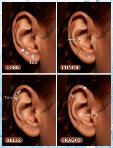 20G 18G 16G Threadless Flat Back Earrings Nose Studs 316L Surgical Steel Tragus Forward Helix Conch Cartilage Lobe Earrings Stud Medusa Labret Monroe Lip Ring Piercing Jewelry For Women Men in Saudi Arabia
