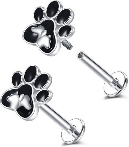 Paw Print Piercing 925 Sterling Silver 16g Helix Tragus Earrings Dog Cat Puppy Piercing Jewelry Gifts for Women Mom Grandma in Saudi Arabia