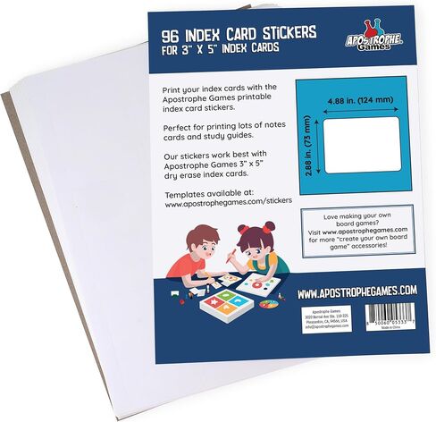 Apostrophe Games Blank Stickers for Playing Cards - Print Your Playing Cards - 180 Labels Sticker Paper for Laser/Ink Jet Printers (3.35" x 2.36") 20 Sheets in Kuwait