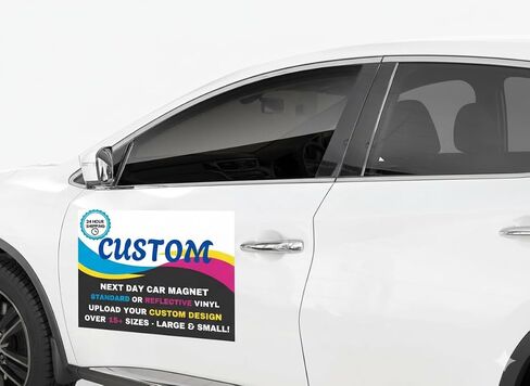 Custom Car Magnet for Business - Personalized Vehicle Magnet Signs for Cars, Trucks, Display - Any Size, Any Design - Standard or Reflective - Next Day Turnaround (Landscape) in Saudi Arabia