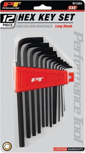 أداة الأداء W1393 12PC SAE Long Hex Key Set ، Black - Grade Grade Allen Wrenches مع وصول إضافي للوظائف الصعبة in Kuwait