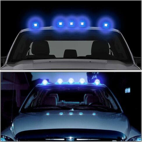 Auto Dynasty متوافق مع GMC C/K Series 1500-3500 5 X LED عدسة إضاءة علوية لسقف الكابينة - مصابيح (مبيت كروم أصفر LED) in Saudi Arabia