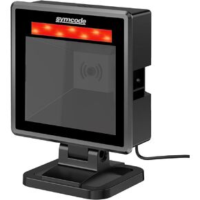 Symcode 2D Hands-Free Barcode Scanner Omnidirectional Automatic Barcode Scanner USB Wired Desktop Barcode Reader 1D 2D PDF417 Data Matrix Bar Code Reader with Automatically Scanning